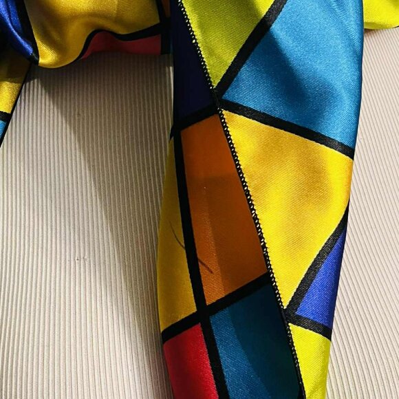 NWT Handmade Geometric Art Silk Scarf by Sana – Bold & Colorful Design - Picture 10 of 10